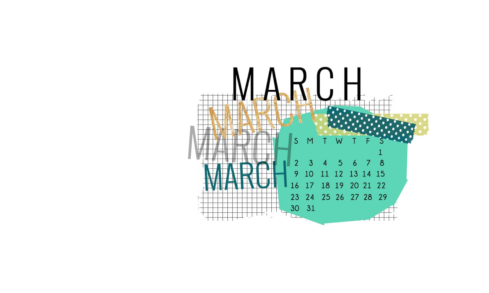 March Calendar Aesthetic Design Wallpaper