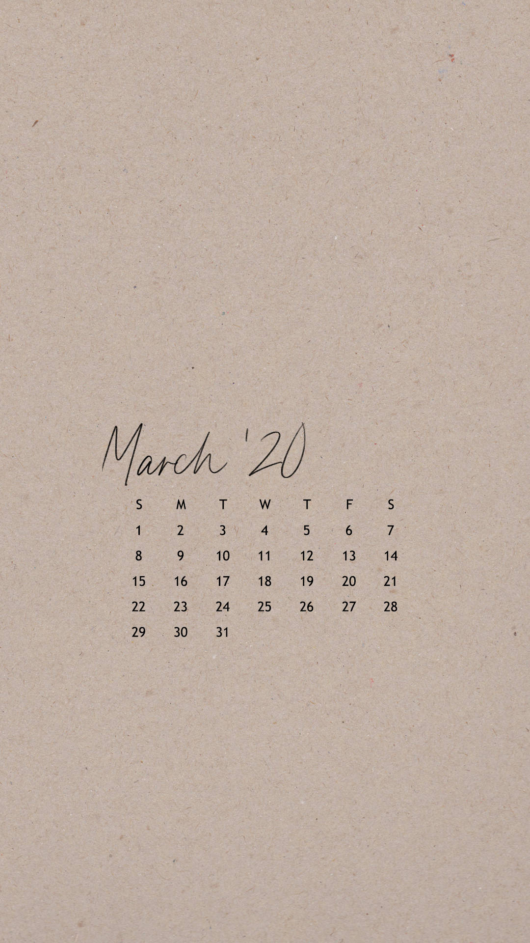 March Calendar In Brown Shade