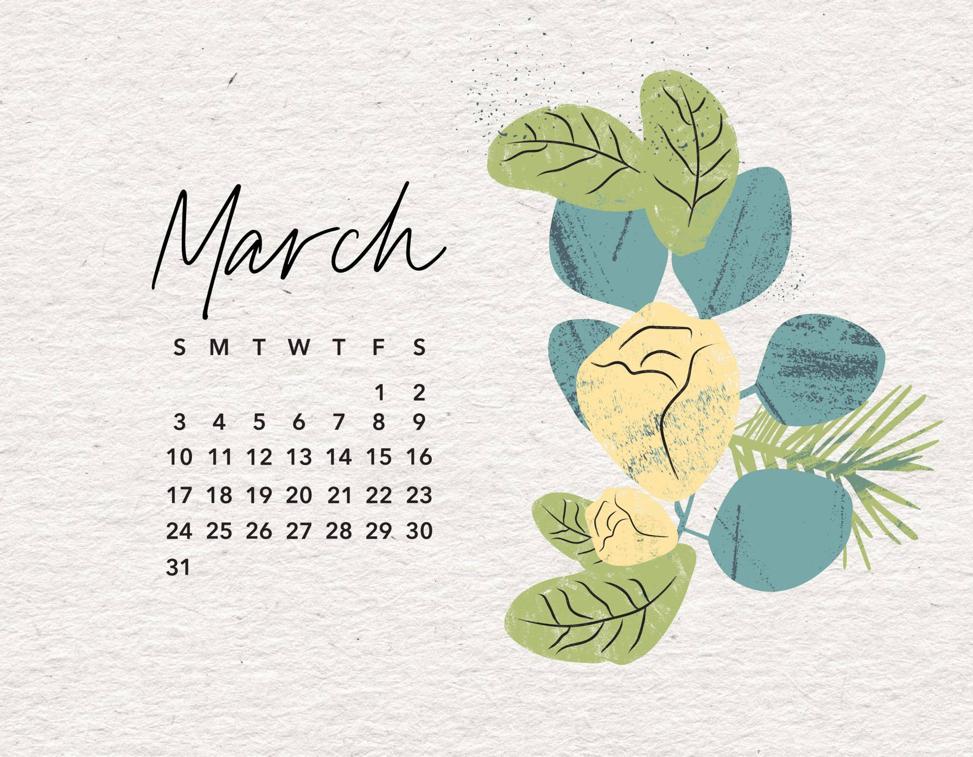 March Calendar In Nordic Style Wallpaper
