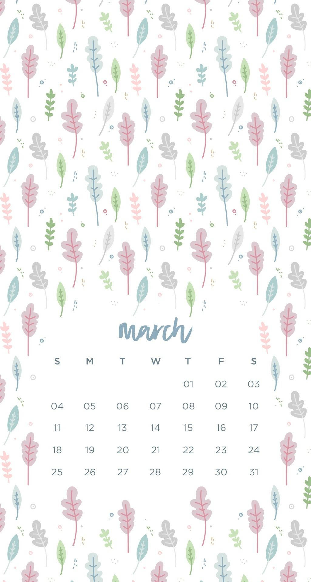 March Calendar In Portrait Wallpaper
