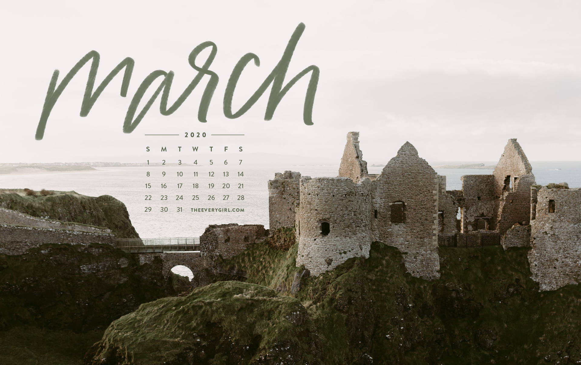 March Calendar With Castle