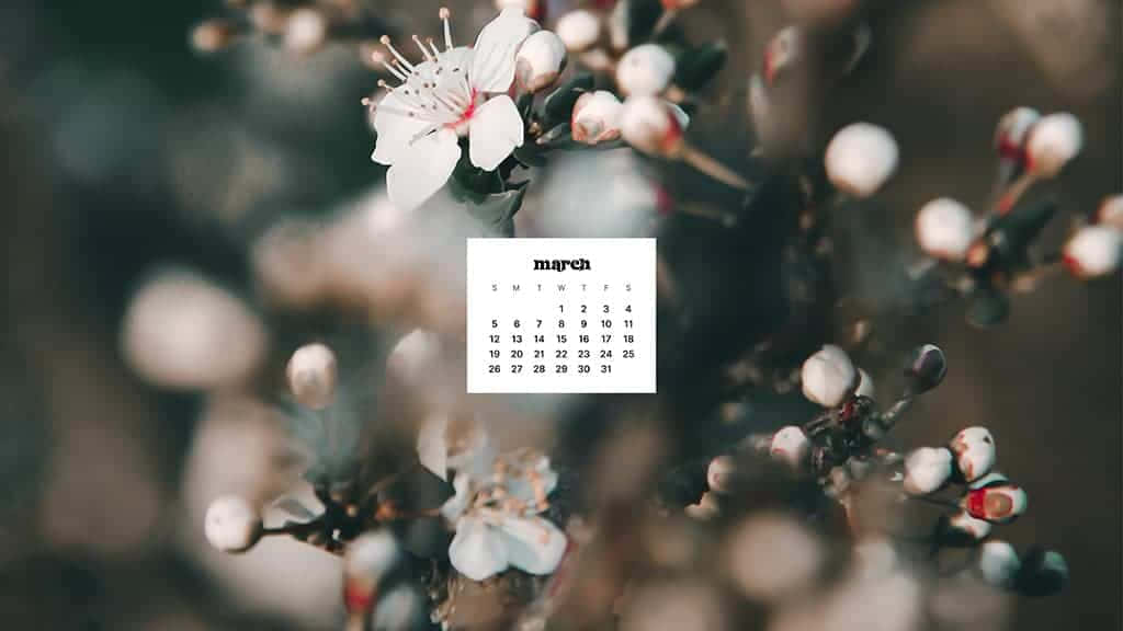 March 2018 free wallpaper calendar for desktop background