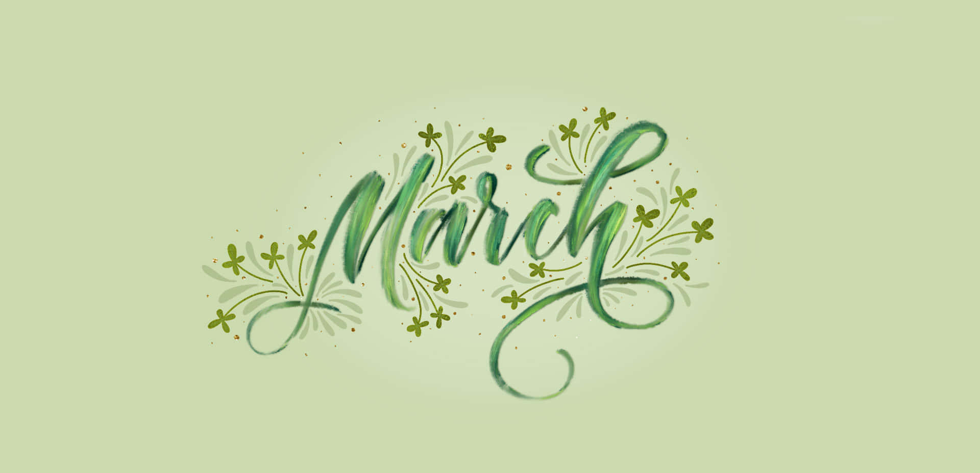 March Floral Calligraphy Wallpaper