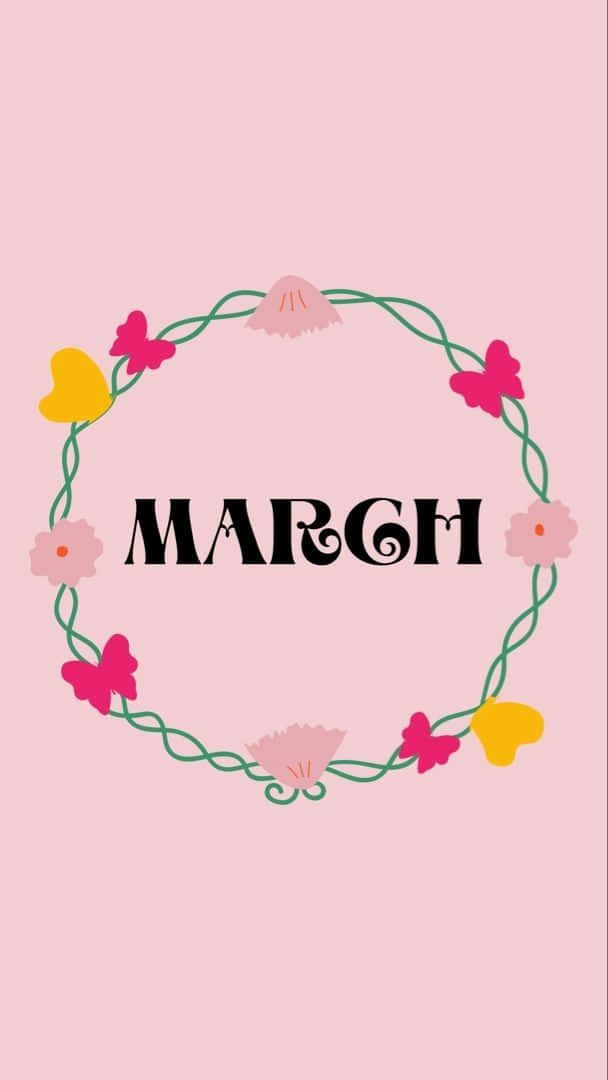 March Floral Wreath Aesthetic Wallpaper