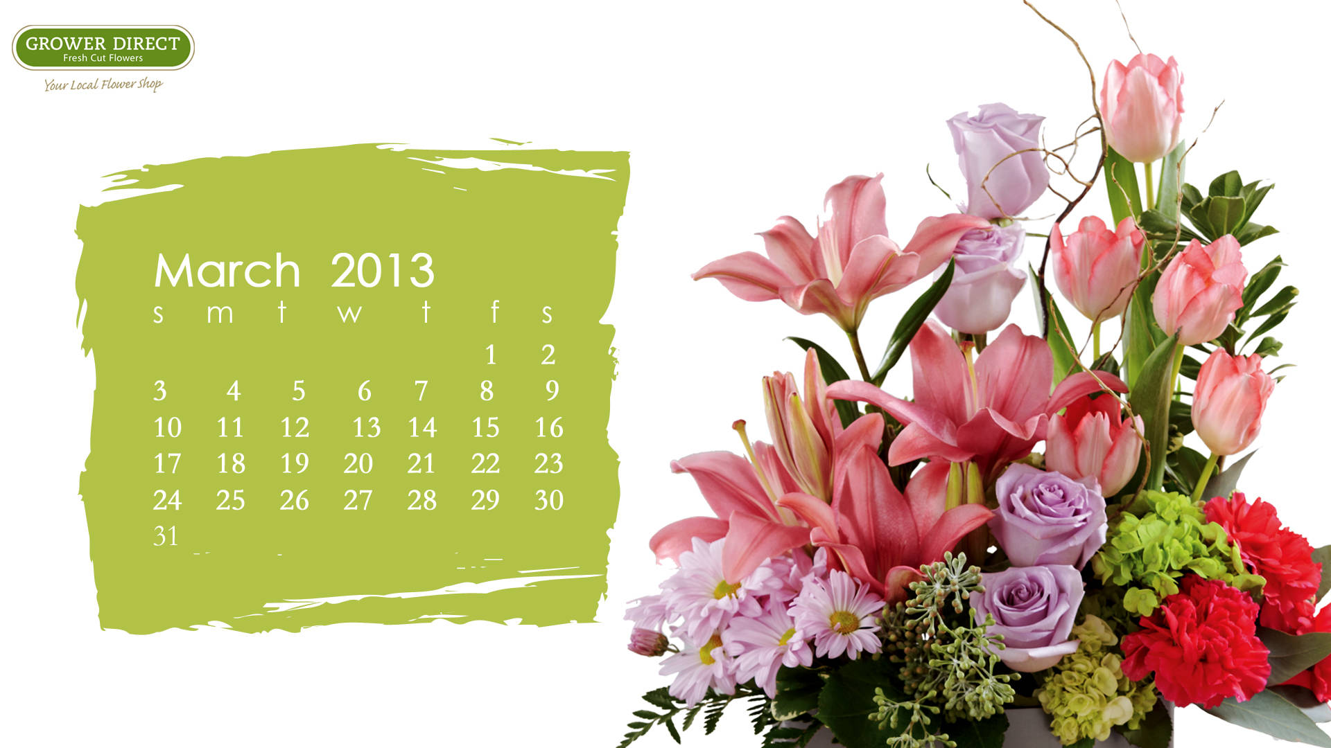March Real Floral Calendar