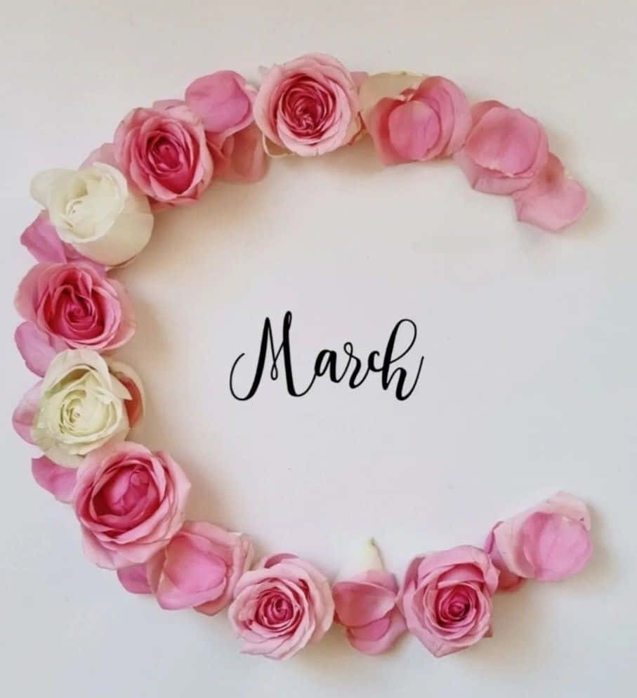 March Rose Wreath Aesthetic Wallpaper