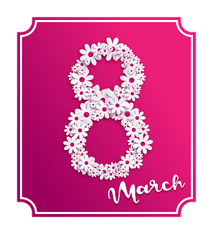 March Womens Day Floral Graphic PNG