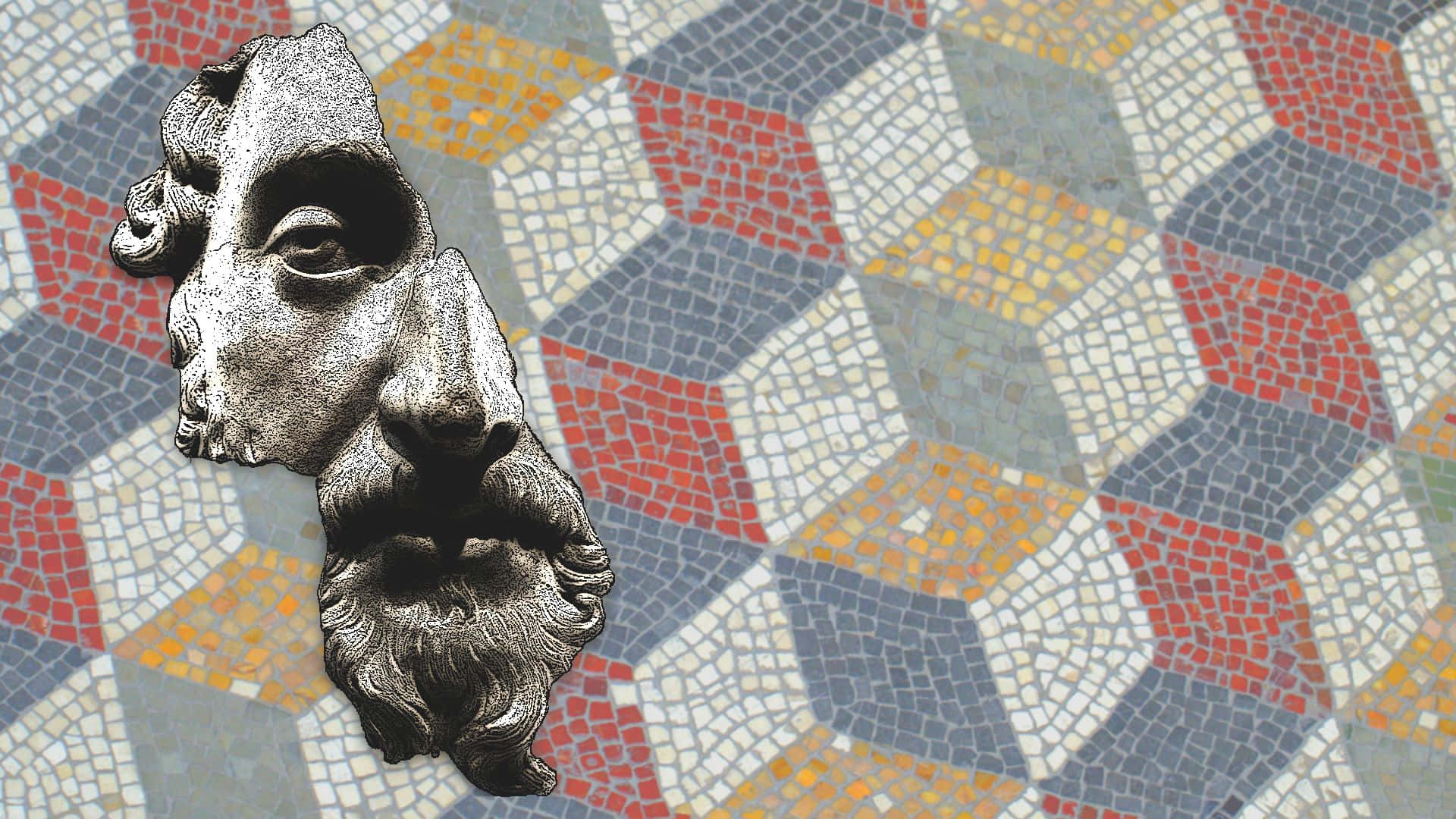 Marcus Aurelius Bust Mosaic Background Wallpaper