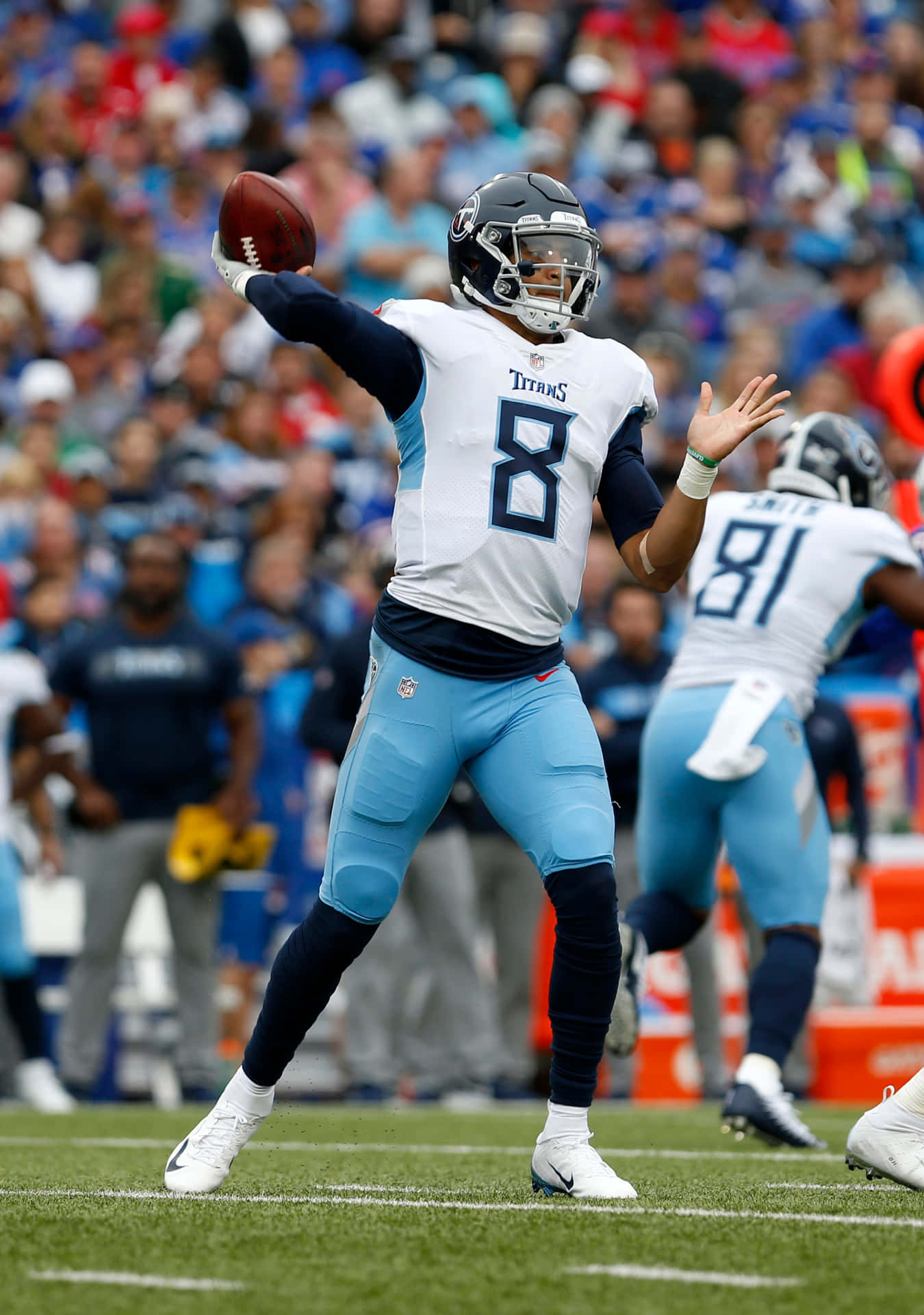 Marcus Mariota Titans Quarterback Action Shot Wallpaper