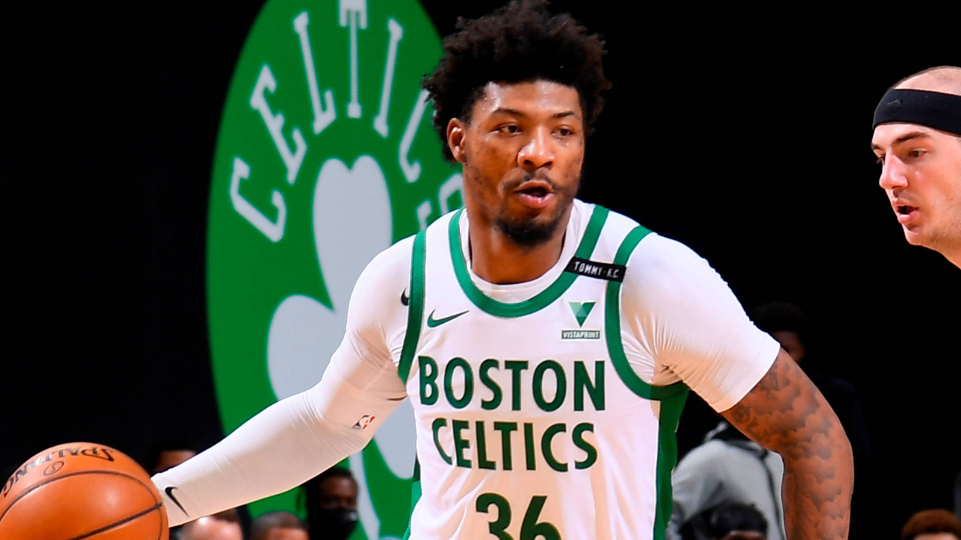 Marcus Smart Mightily Strives For Layup Wallpaper