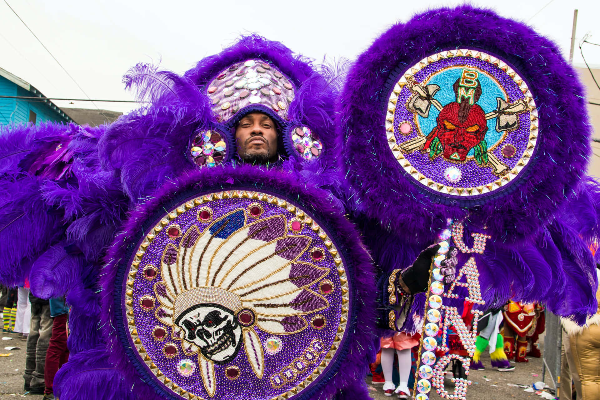 Feierndenehmen Am Mardi Gras Fest In New Orleans Teil