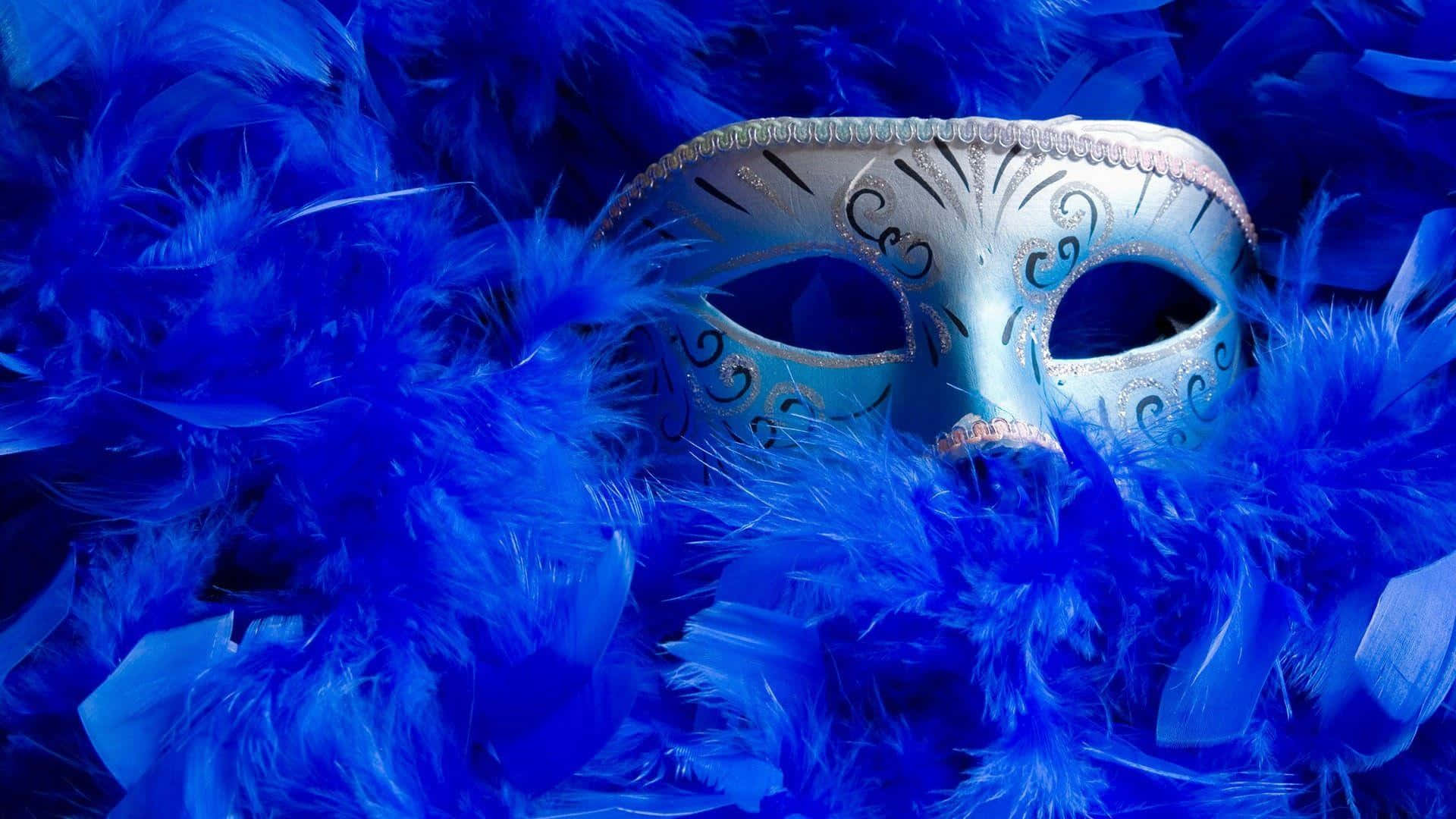 Mascherada Mardi Gras Con Piume Blu Sfondo