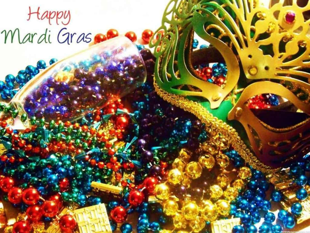 Happy Mardi Gras Greeting Card By Sarah Mcdonald Wallpaper