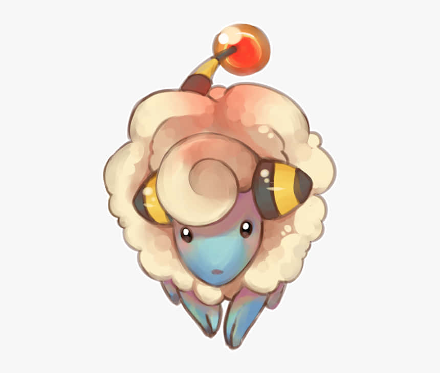 Adorable Mareep with Glowing Tail Bulb at Night Wallpaper