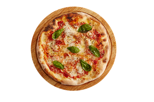 Margherita Pizzaon Wooden Board PNG