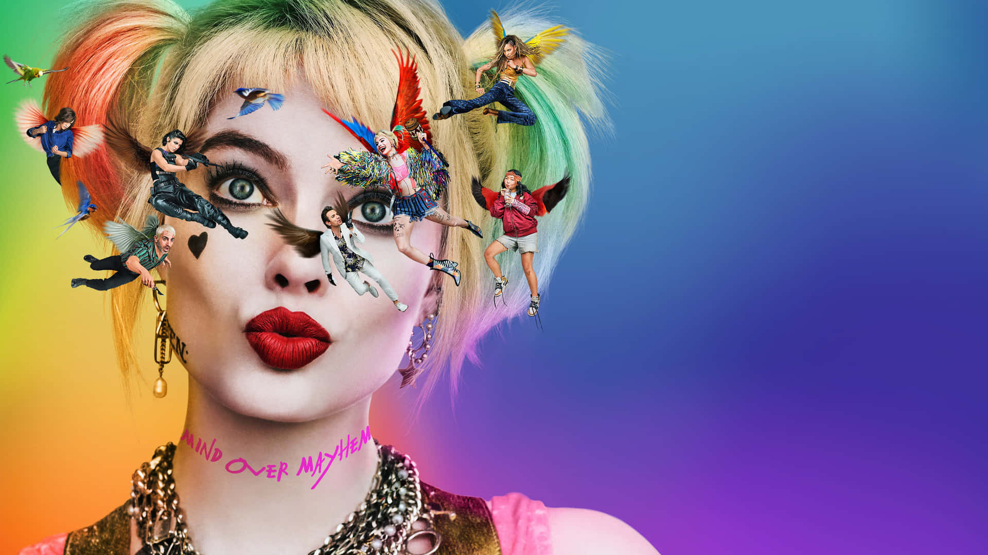 Margot Robbie Harley Quinn Colorful Art Wallpaper
