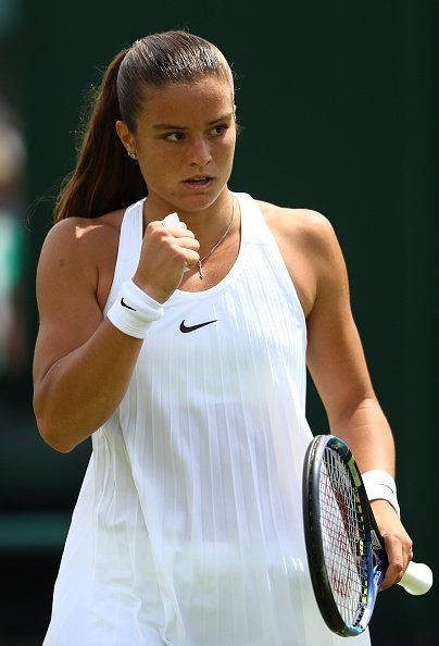 Maria Sakkari In Action During A Tennis Match Wallpaper