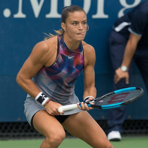 Maria Sakkari On The Court, Showcasing Her Formidable Tennis Skills Wallpaper
