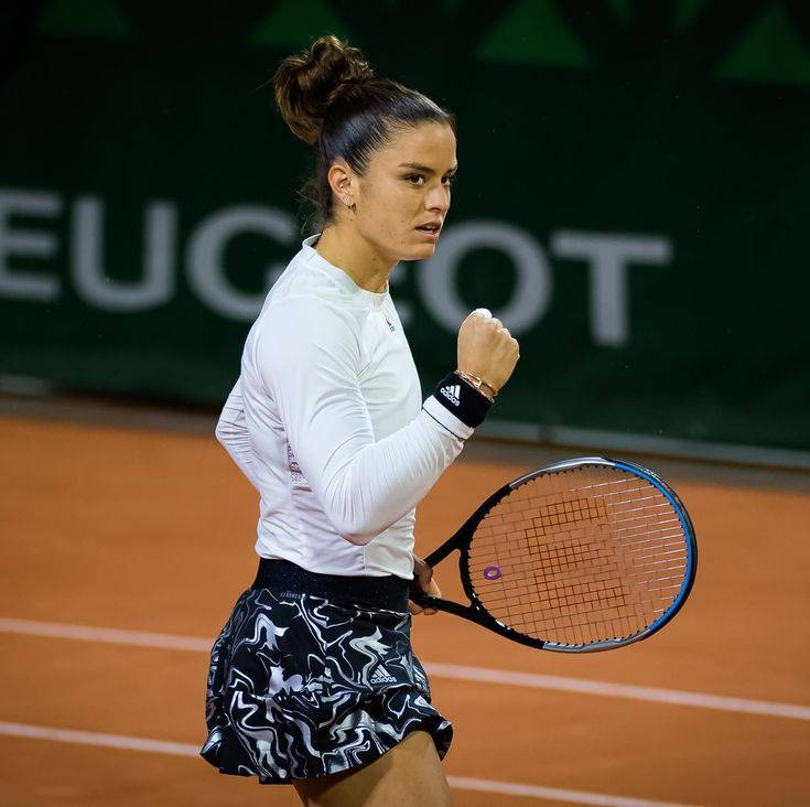 Maria Sakkari Practicing On Tennis Court Wallpaper