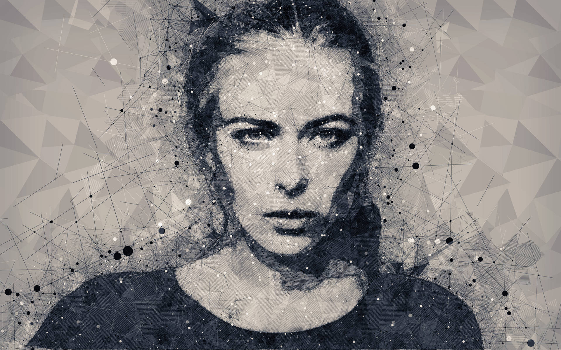 Maria Sharapova Digital Geometric Portrait Background