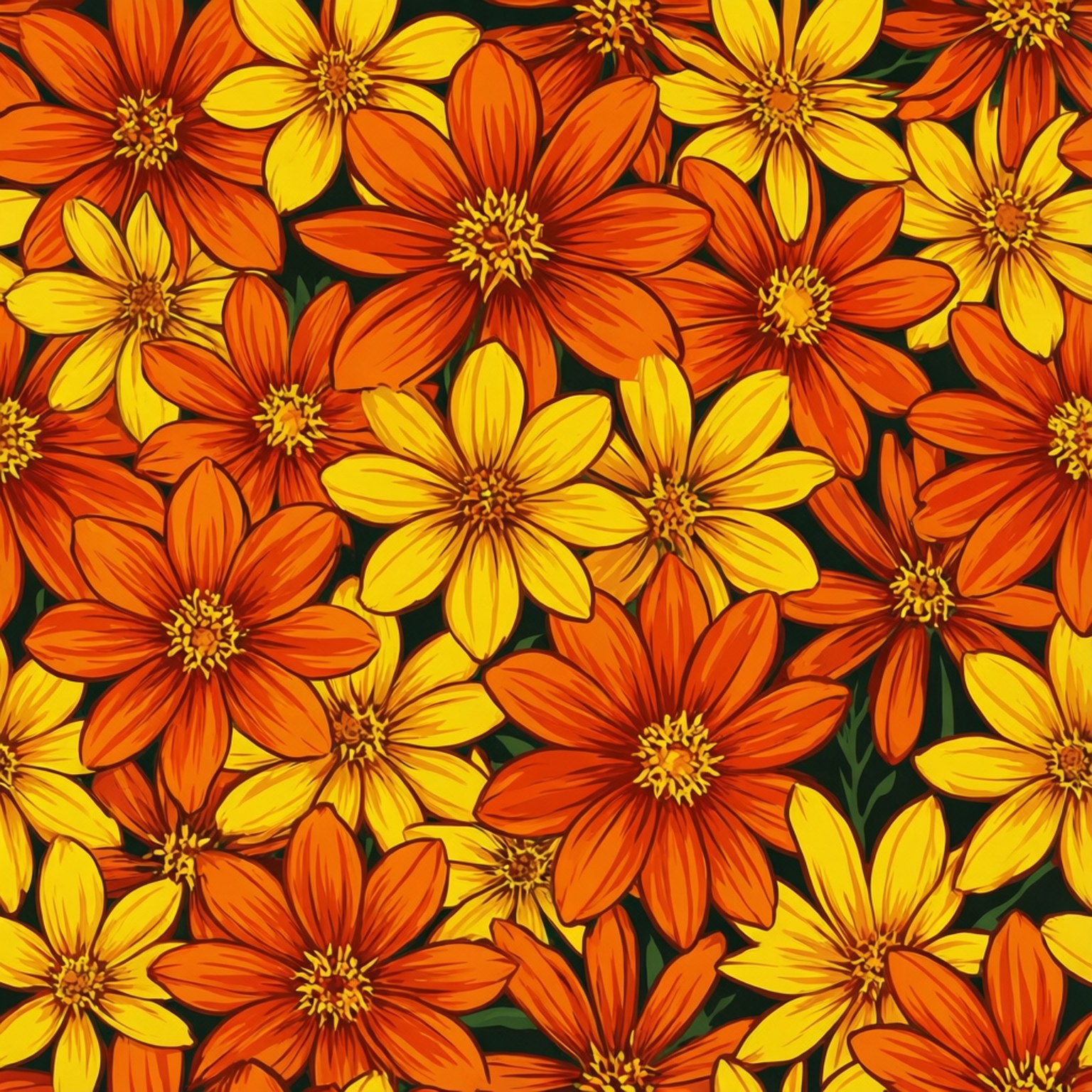 Ringelblumen-Musterfliese Wallpaper