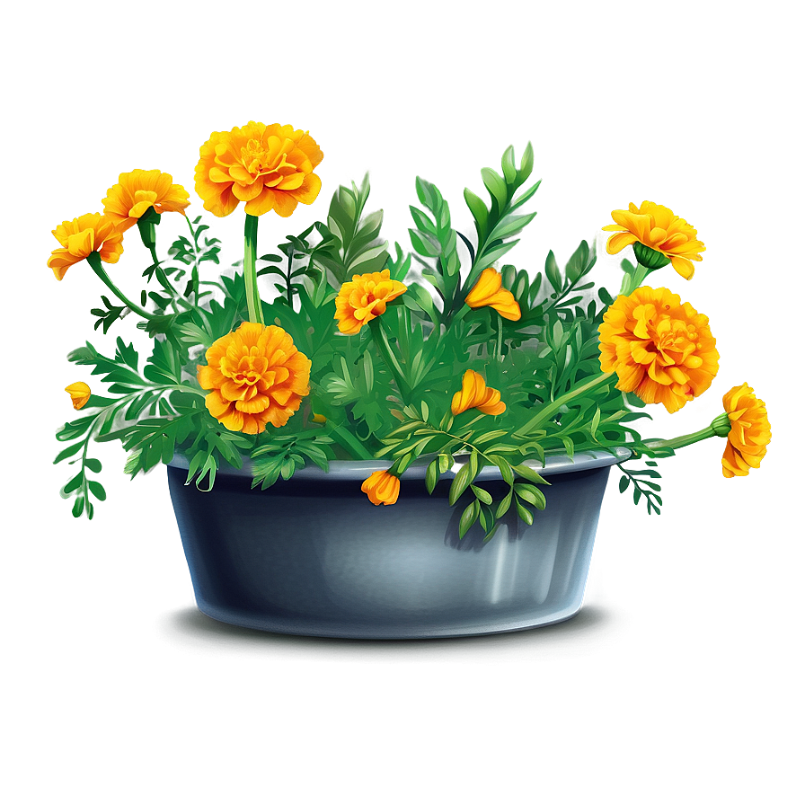 Marigolds And Greenery Png 8 PNG