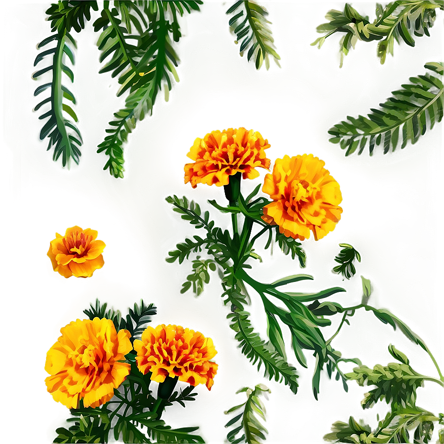 Marigolds And Greenery Png Mpb PNG