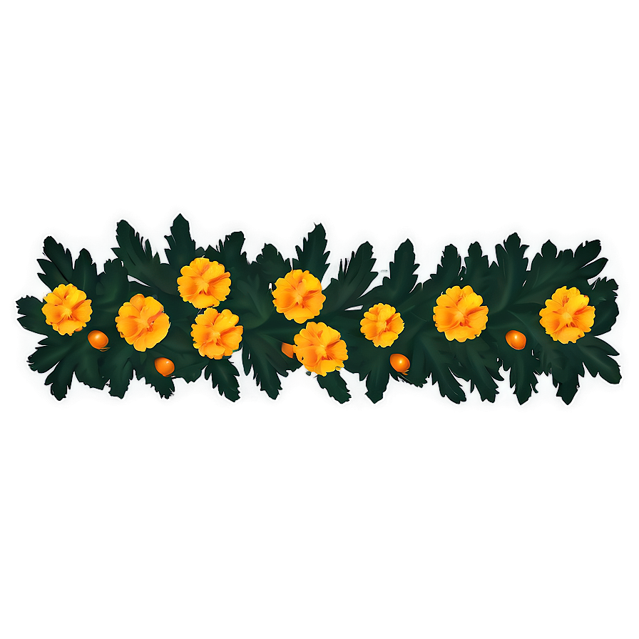 Marigolds Border Design Png 06132024 PNG