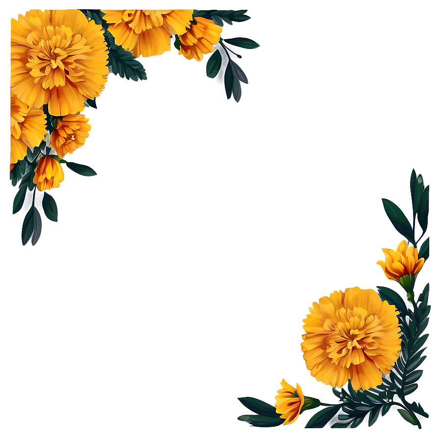 Marigolds Border Design Png 34 PNG