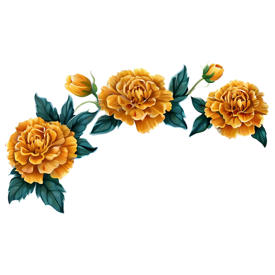 Marigolds Border Design Png Sia PNG