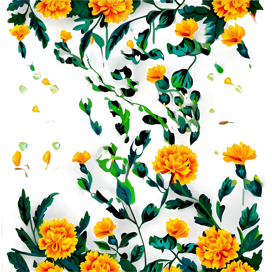 Marigolds Floral Pattern Png 06132024 PNG