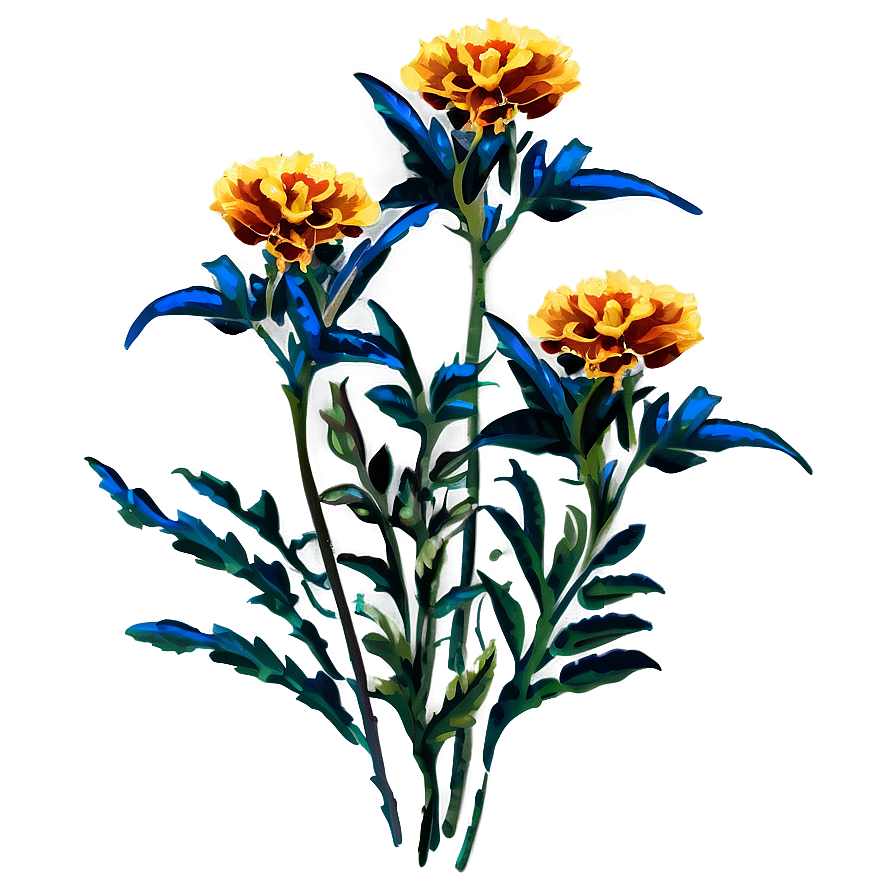 Marigolds Floral Pattern Png Vcr PNG