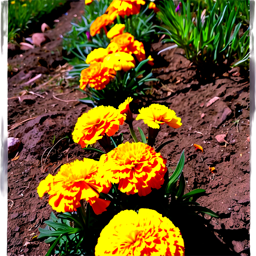 Marigolds In Landscape Png 06132024 PNG