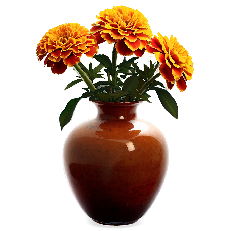 Marigolds In Vase Png Twn PNG