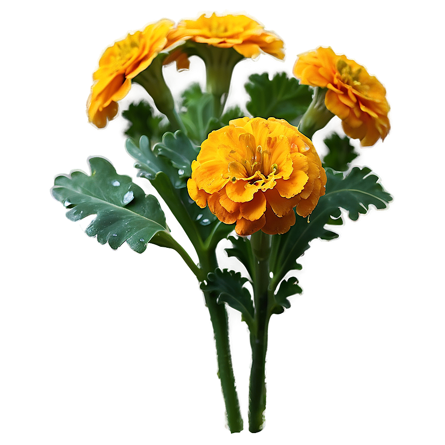 Marigolds With Dew Drops Png 06132024 PNG