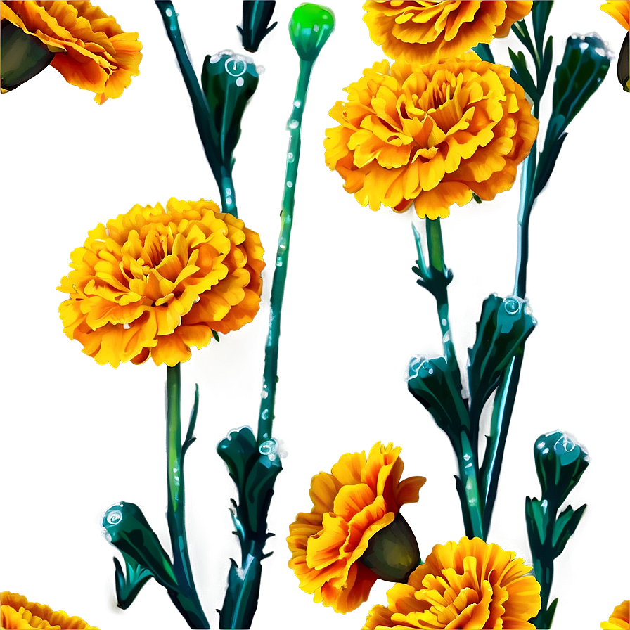 Marigolds With Morning Dew Png Cvk13 PNG