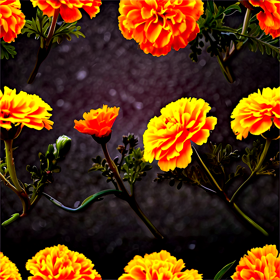 Marigolds With Morning Dew Png Gnu50 PNG