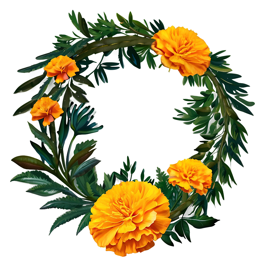 Marigolds Wreath Png 06132024 PNG