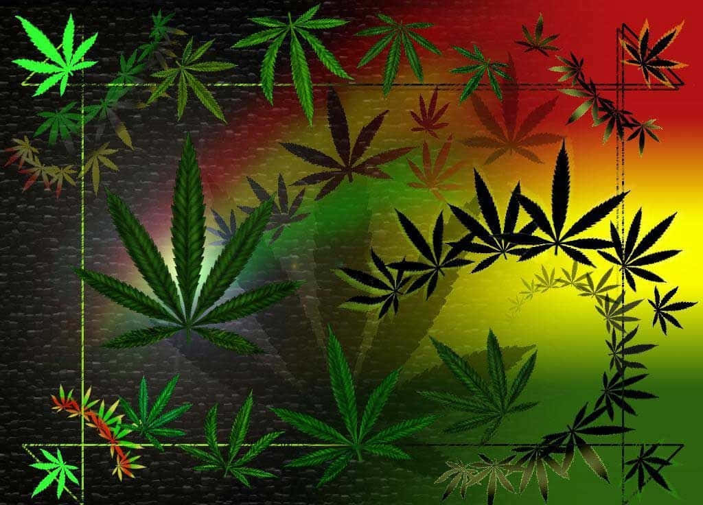 Artistic Marijuana Leaf Graphic on a Black Background