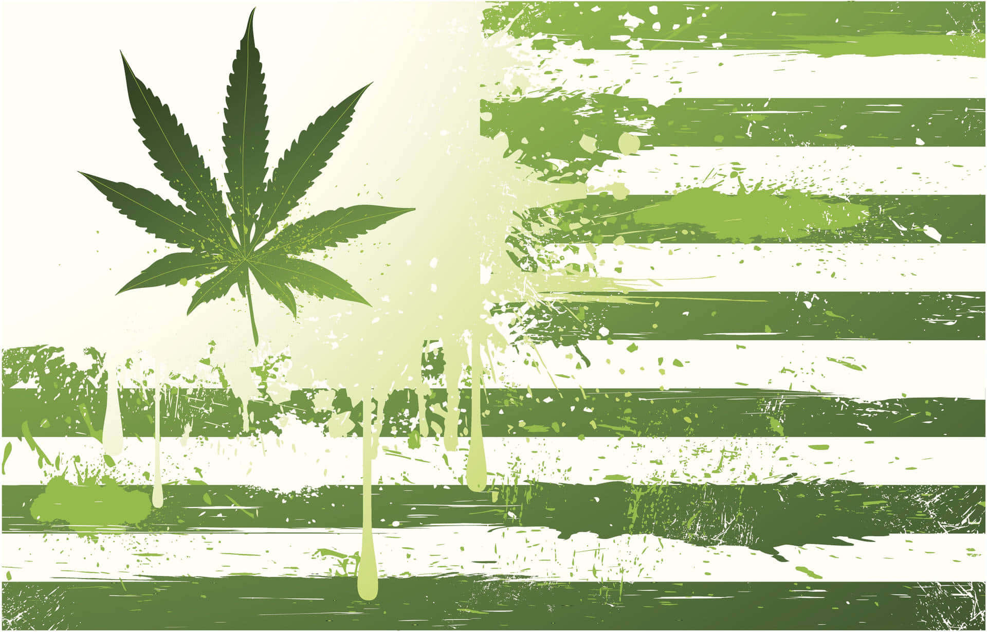Hojade Marihuana Verde En Una Bandera Fondo de pantalla