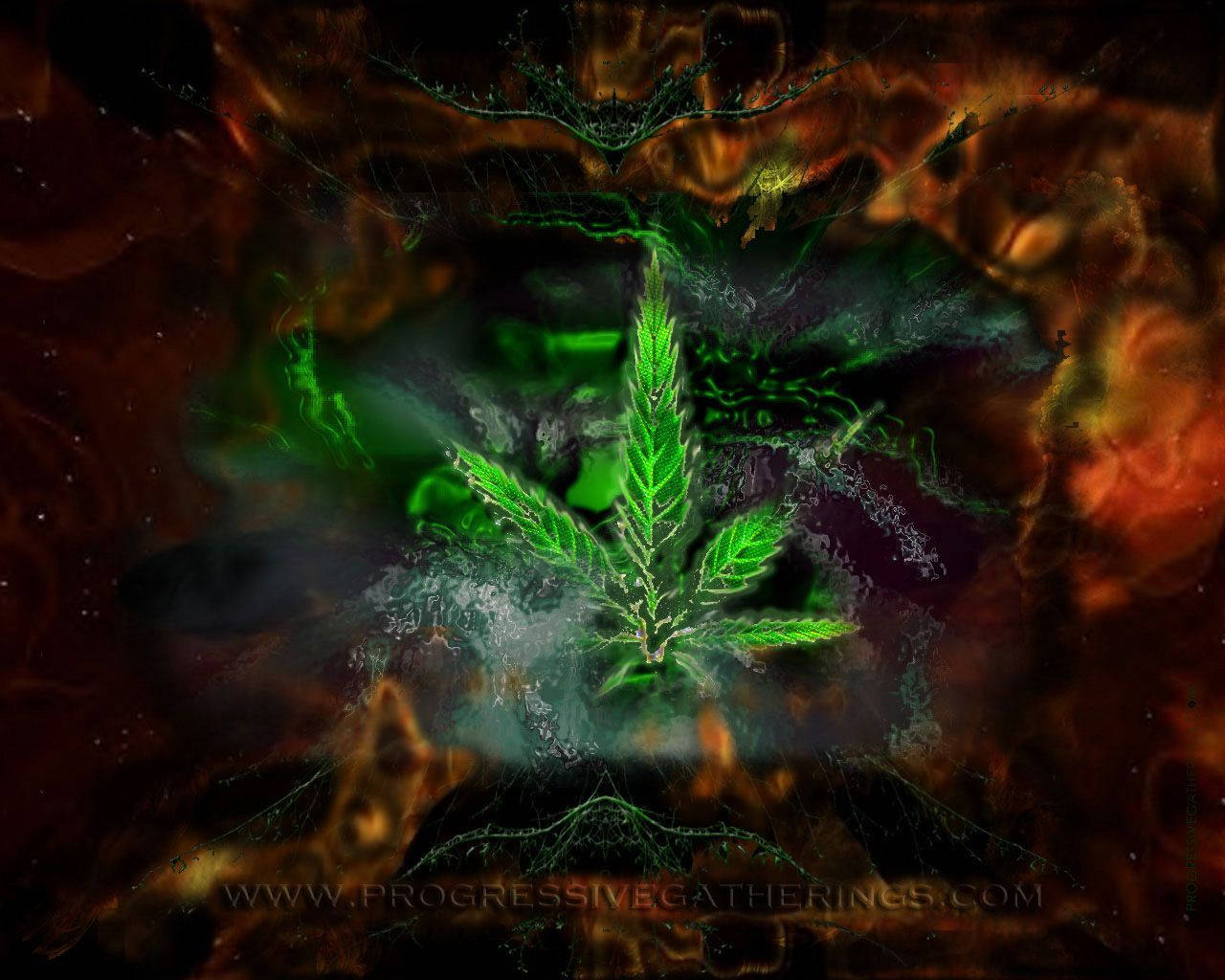 Marijuanablatt Mit Abstraktem Joint-rauch Wallpaper