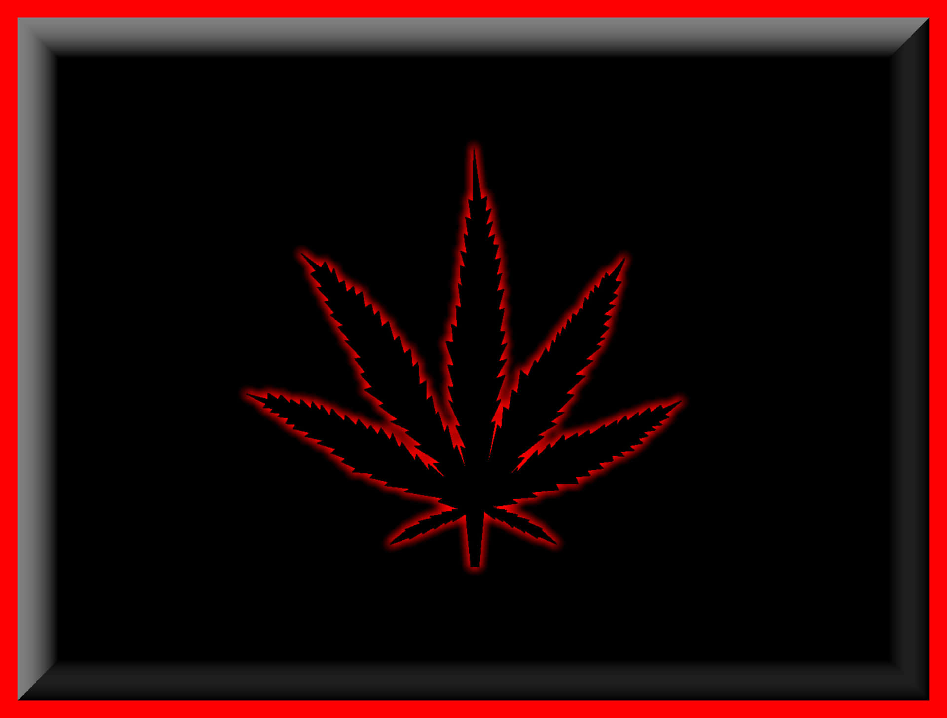 Hojade Marihuana Con Brillo Rojo. Fondo de pantalla