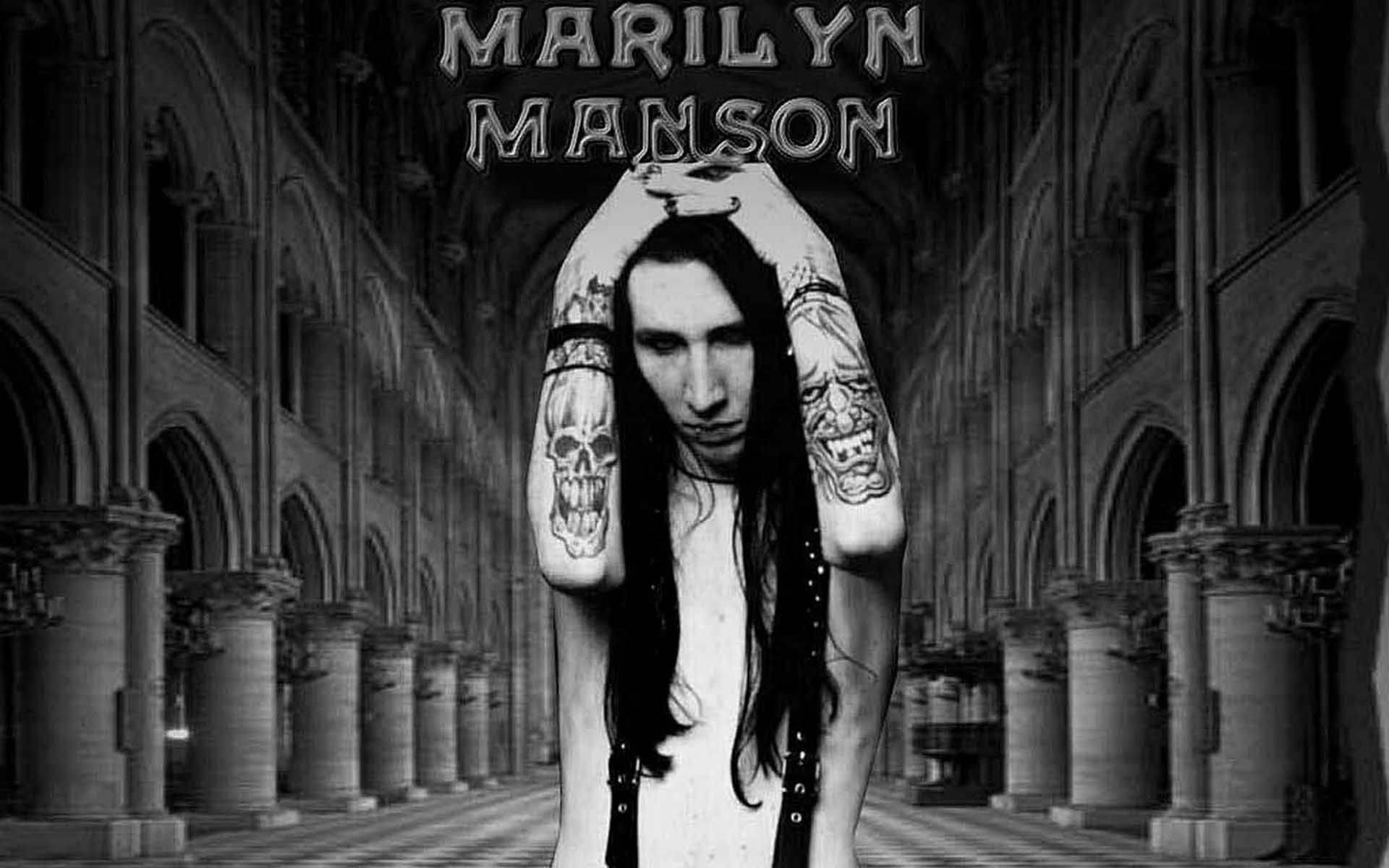 Marilyn Manson Surreal Mansion Digital Edit Wallpaper