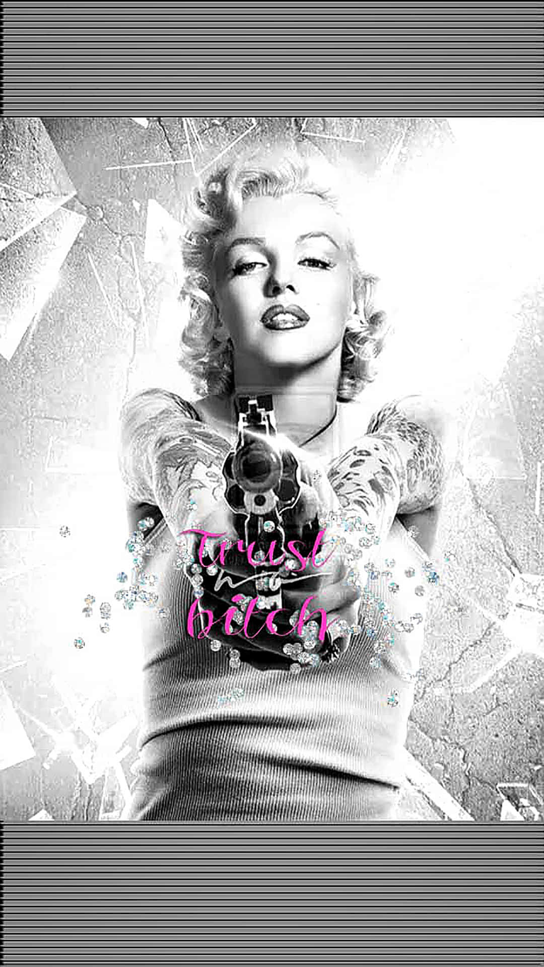 En iPhone 11 Pro med en smuk Marilyn Monroe tapet. Wallpaper