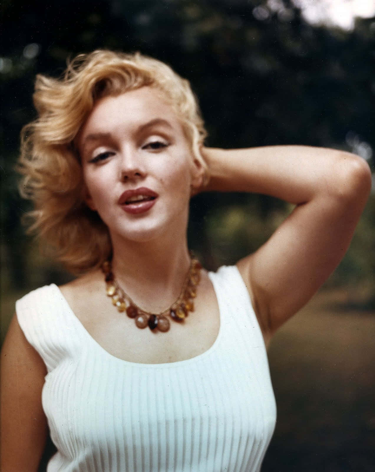 Marilyn Monroe In A White Dress Posing