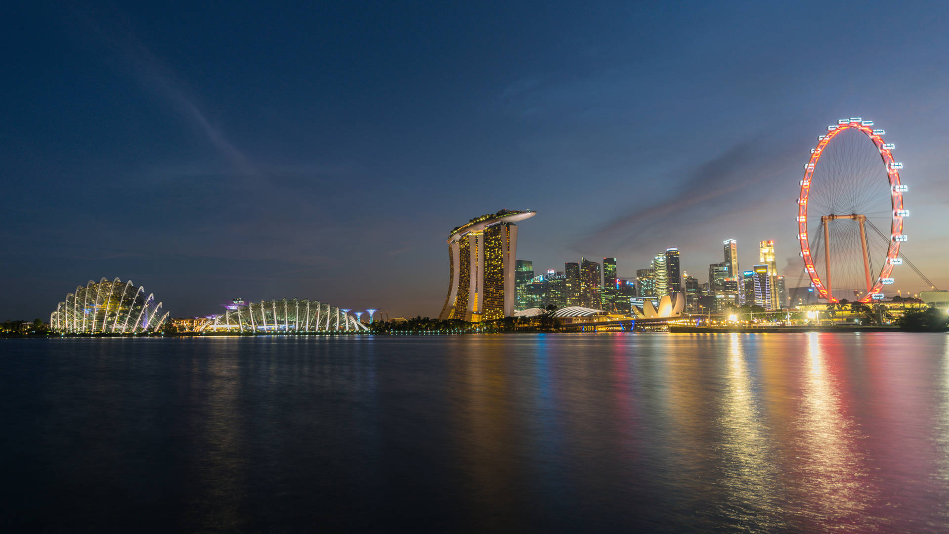 Marina Bay Sands Singapore Flyer Natt. Wallpaper