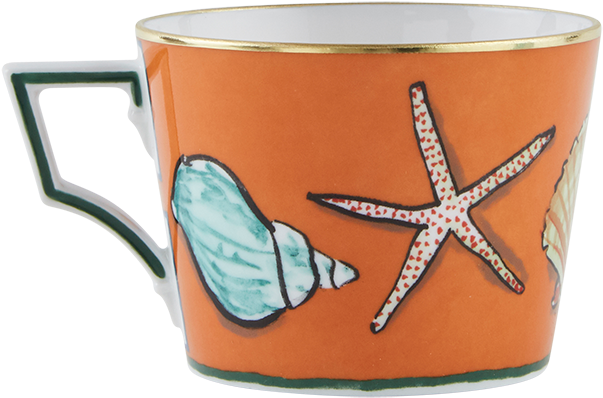 Marine Life Decorated Tea Cup PNG