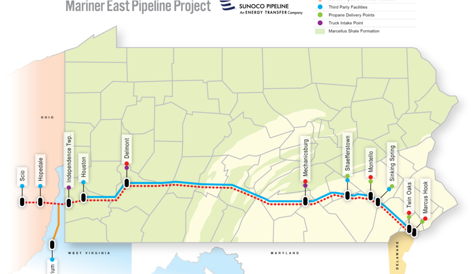 Mariner East Pipeline Project Map PNG