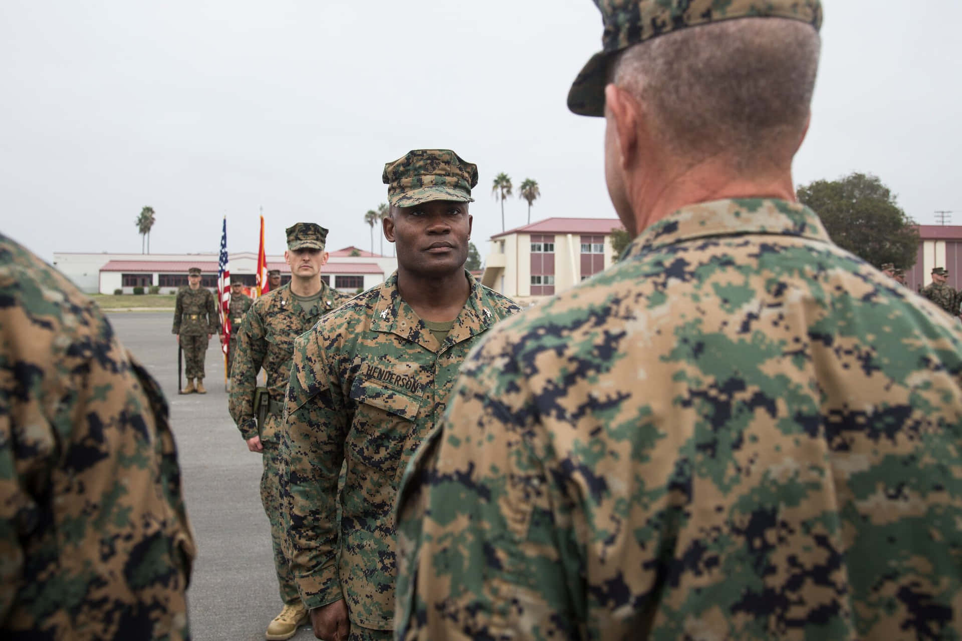 Marines In Uniform Standing In A Line Wallpaper