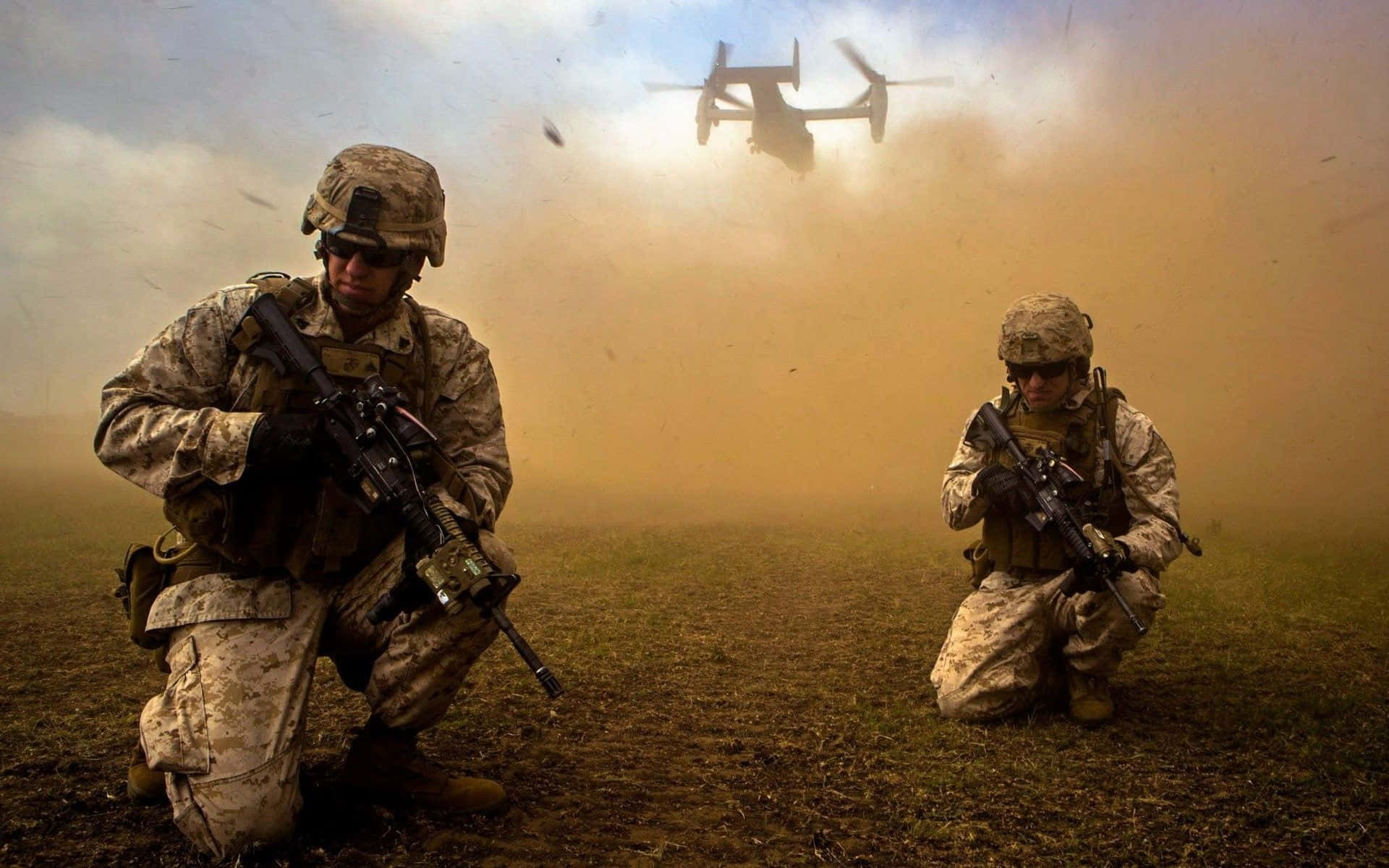 Image  U.S. Marines on patrol in the Middle East Wallpaper